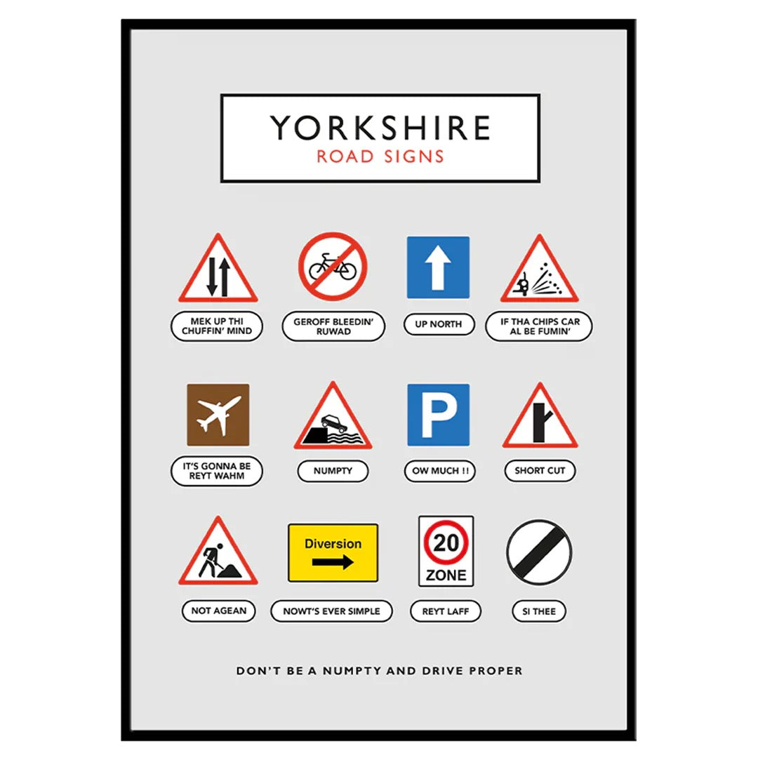 Yorkshire Ruwad Signs A4 Print - The Yorkshire Print Company_Just Makers
