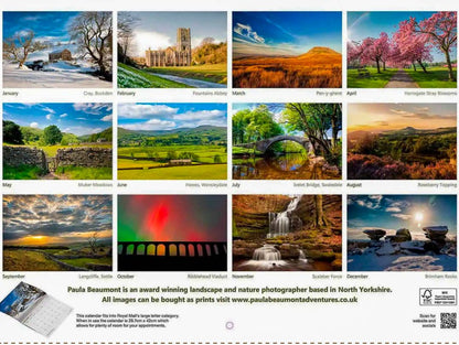 Yorkshire Scenes Photograph 2026 Calendar Back - Paula Beaumont Adventures_just Makers