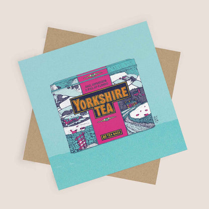 Yorkshire Tea Blue Greeting Card - Bejojo Art_Just Makers