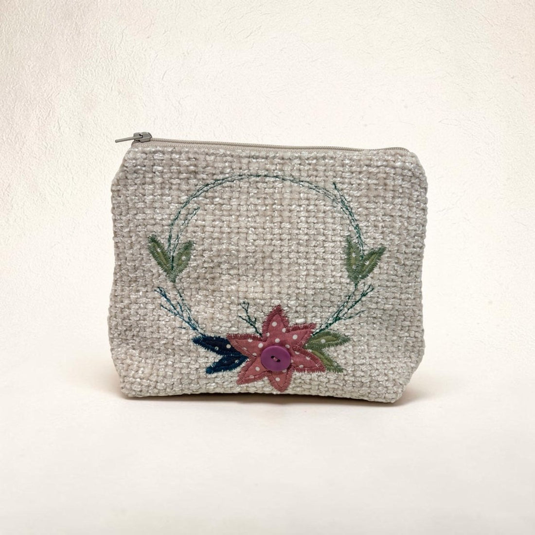 Appliqué Flower Garland Make Up Bag - Made by Marianne_Just Makers