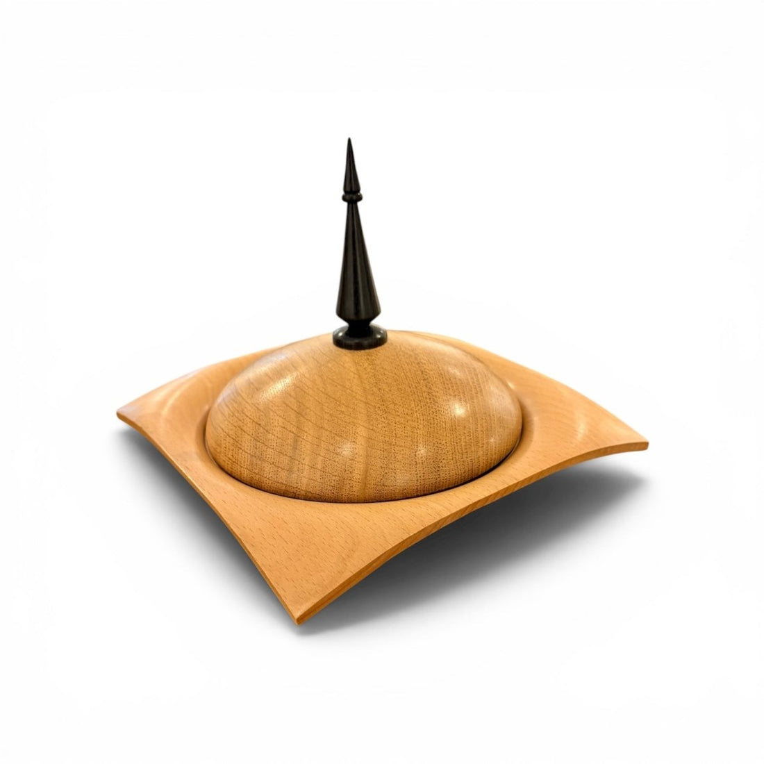 Beech Square Bowl with Oak Lid - Mike Bentley_Just Makers