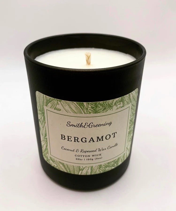 Candle with a label on a white background
