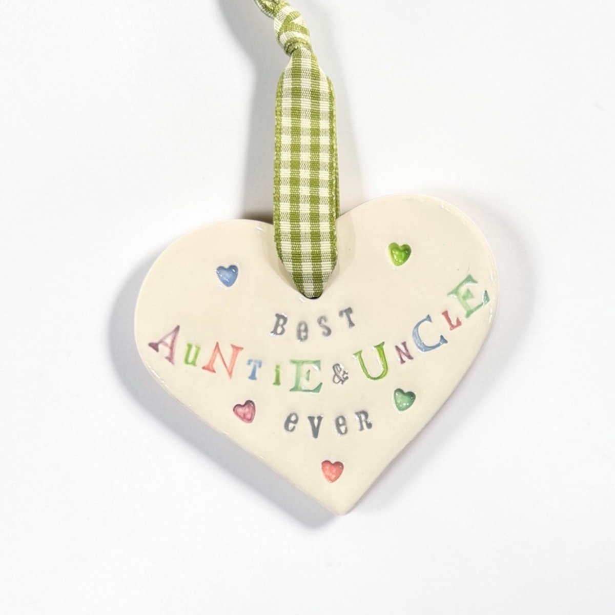 Heart-shaped hanging plaque with &