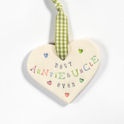 Heart-shaped hanging plaque with &
