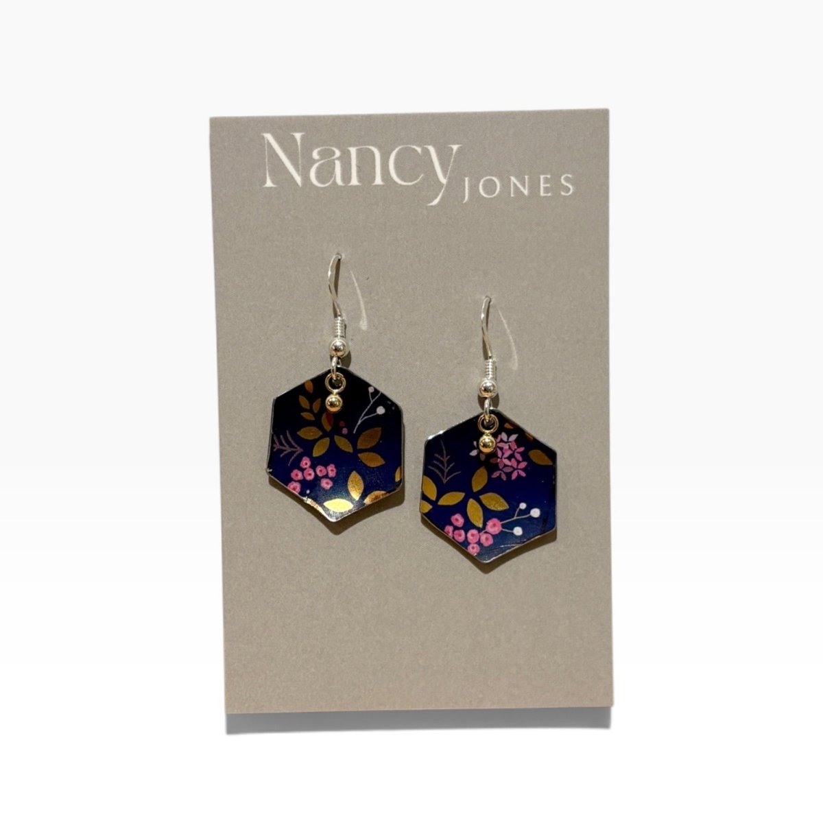 Bird Gold Drop Earrings Blue - Nancy Jones_Just Makers