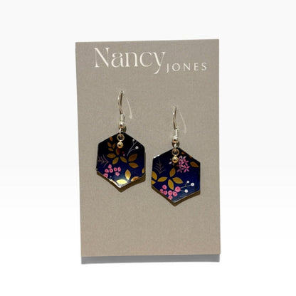 Bird Gold Drop Earrings Blue - Nancy Jones_Just Makers