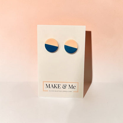 Make &amp; Me earrings on a branded card with a pink gradient background
