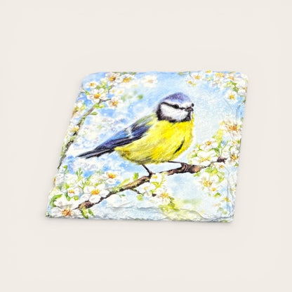 Blue Tit Coaster Slate - Sarah Tustin_just makers