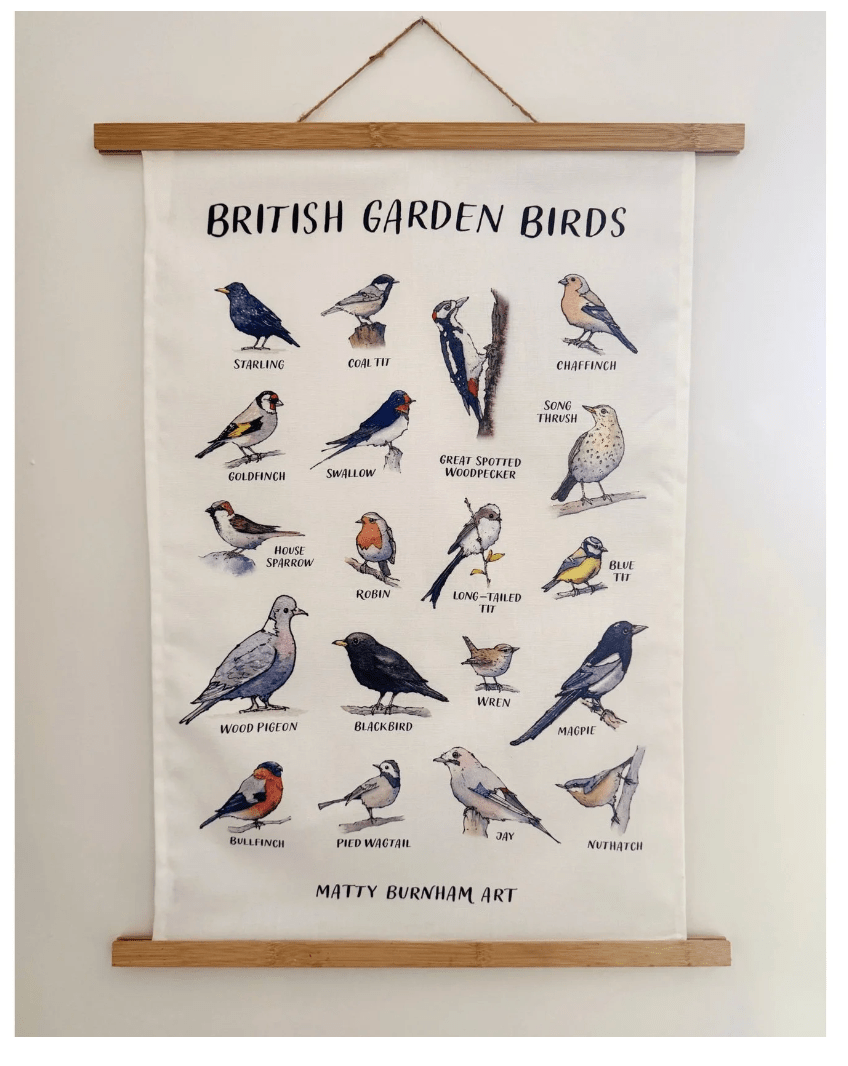 British Garden Birds Tea Towel - Matty Burnham_Just Makers