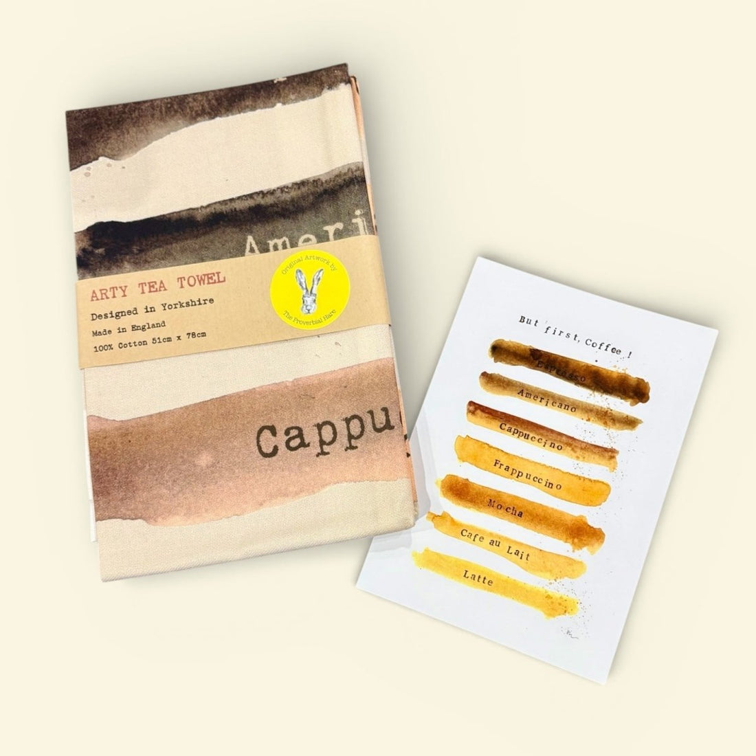 But First Coffee Arty Tea Towel - The Proverbial Hare_Just Makers