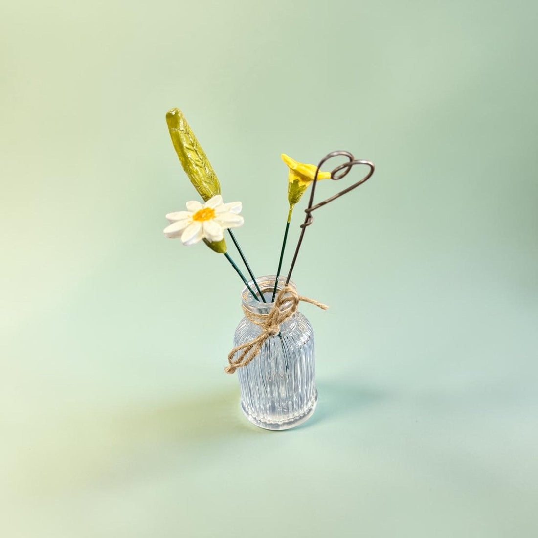 Ceramic and Wire Flowers in Small Vase - Jenny Blue Art_Just Makers