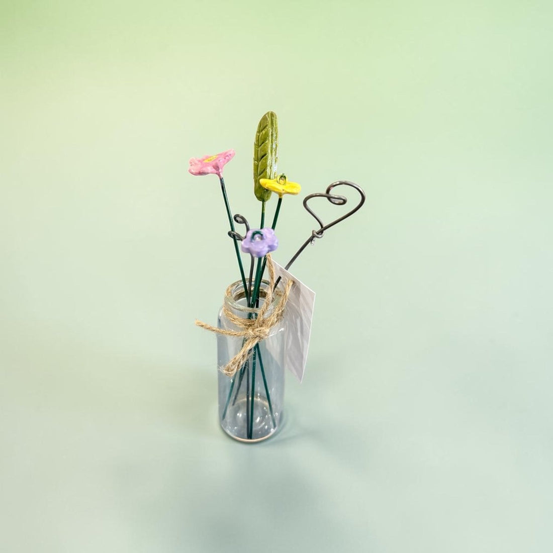 Ceramic and Wire Flowers Mini Vase - Jenny Blue Art_Just Makers