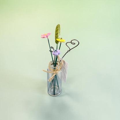 Ceramic and Wire Flowers Mini Vase - Jenny Blue Art_Just Makers