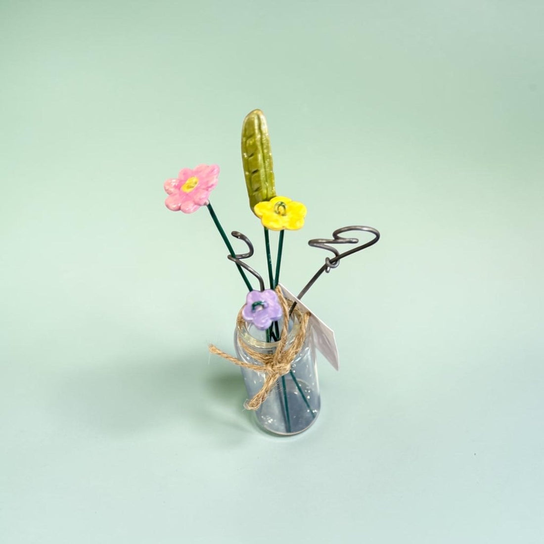 Ceramic and Wire Flowers Mini Vase - Jenny Blue Art_Just Makers