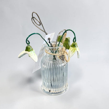 Ceramic and Wire Snowdrops Mini Vase - Jenny Blue Art_Just Makers