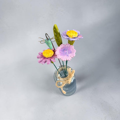 Ceramic and Wire Spring Flower and Dragonfly in Vase - Jenny Blue Art - Just Makers Jenny Blue Art
