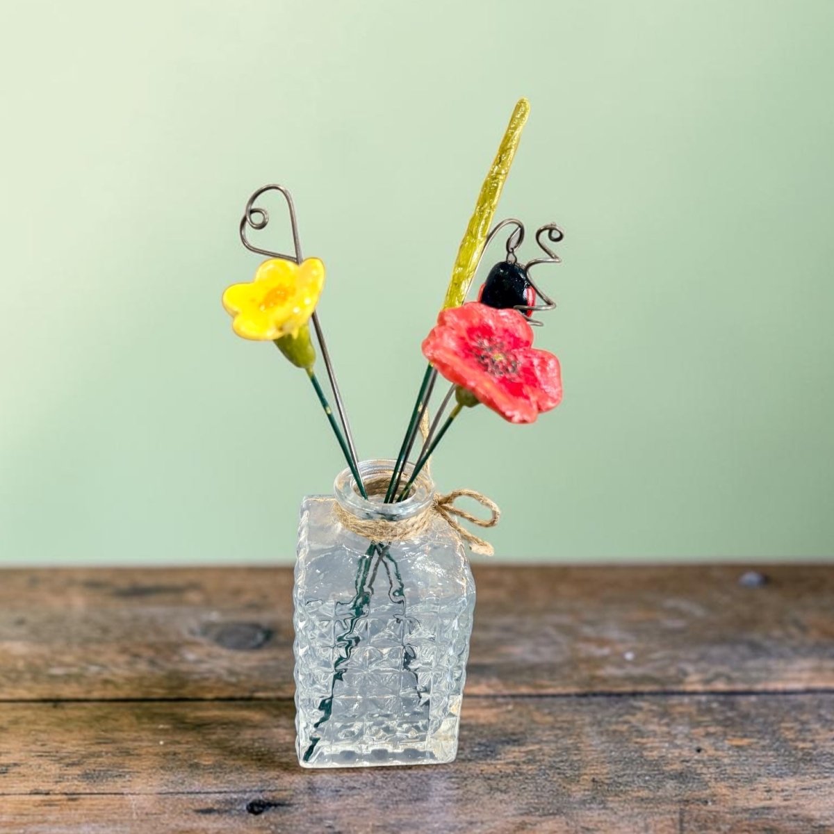 Ceramic Poppy and Ladybird in Vase - Jenny Blue Art_Just Makers