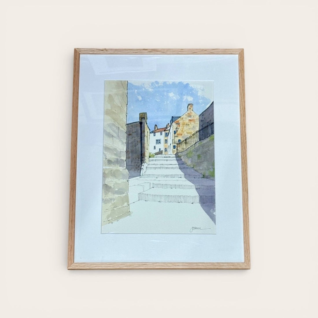Chapel Yard, Staithes Framed Original Line and Watercolour - John Harrison_Just Makers