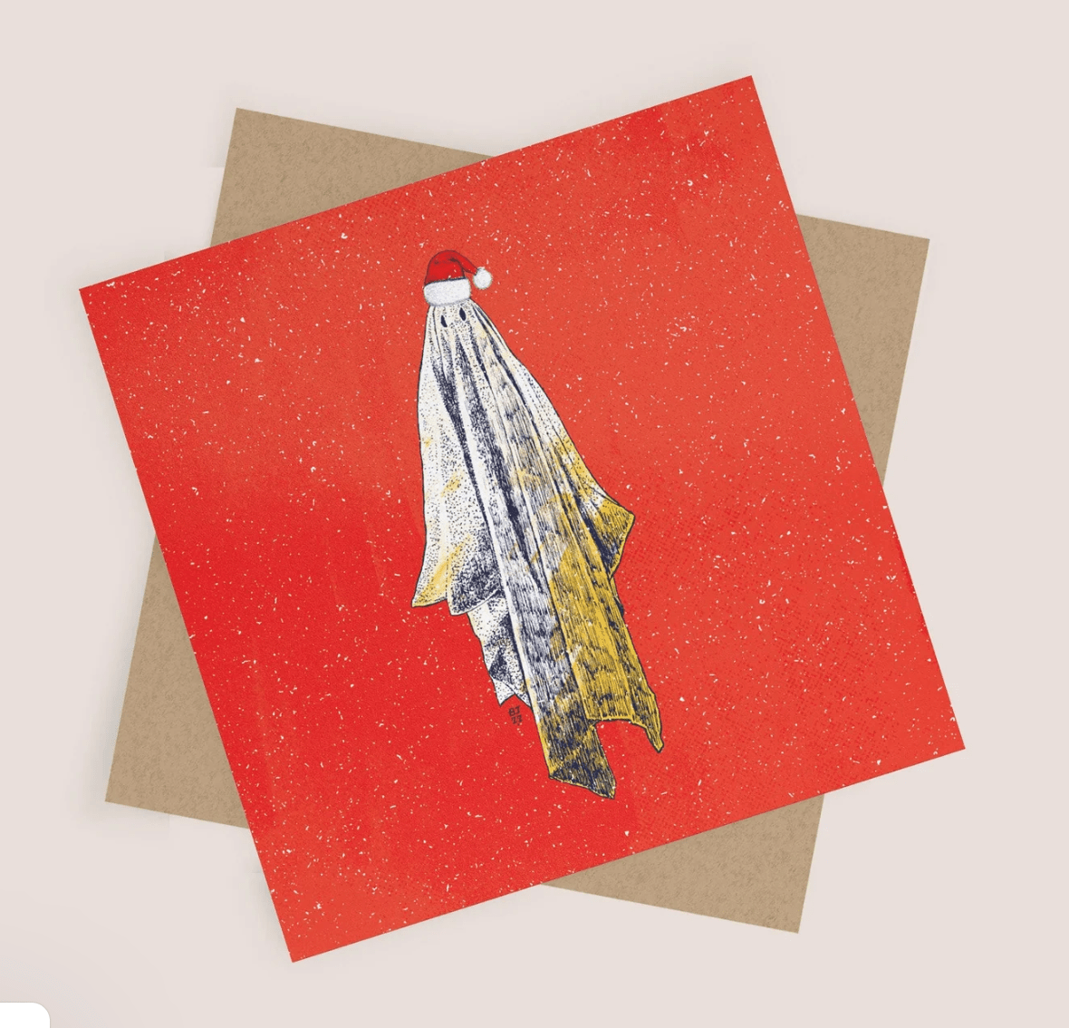 Christmas Ghost Greeting Card - Bejojo Art_Just Makers