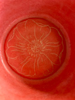 Poppy detail inside stoneware tapas bowl by Yorkshire ceramic artist Ciara McClarence