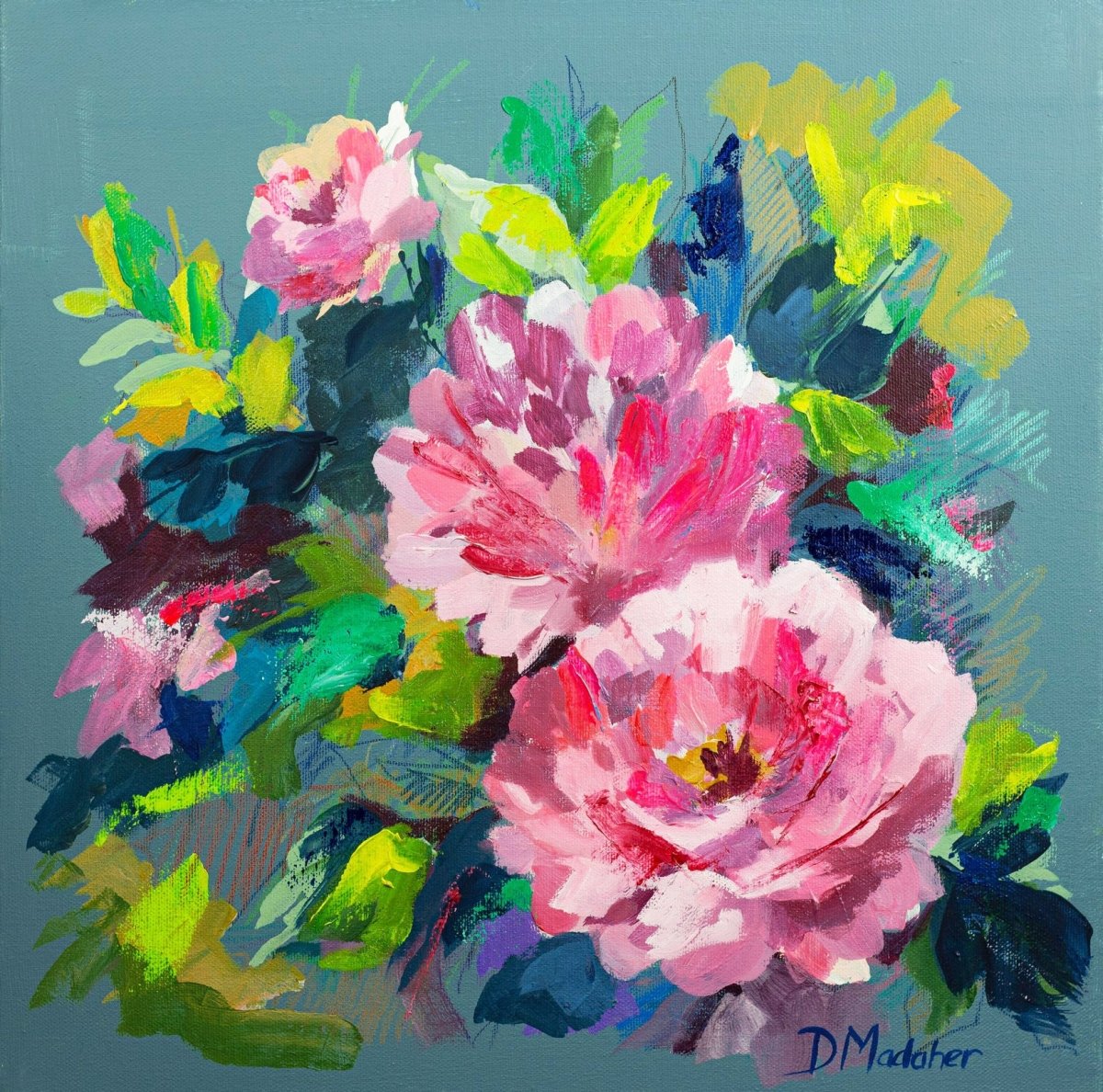 Colours in Bloom original mixed media painting by Davinder Madaher