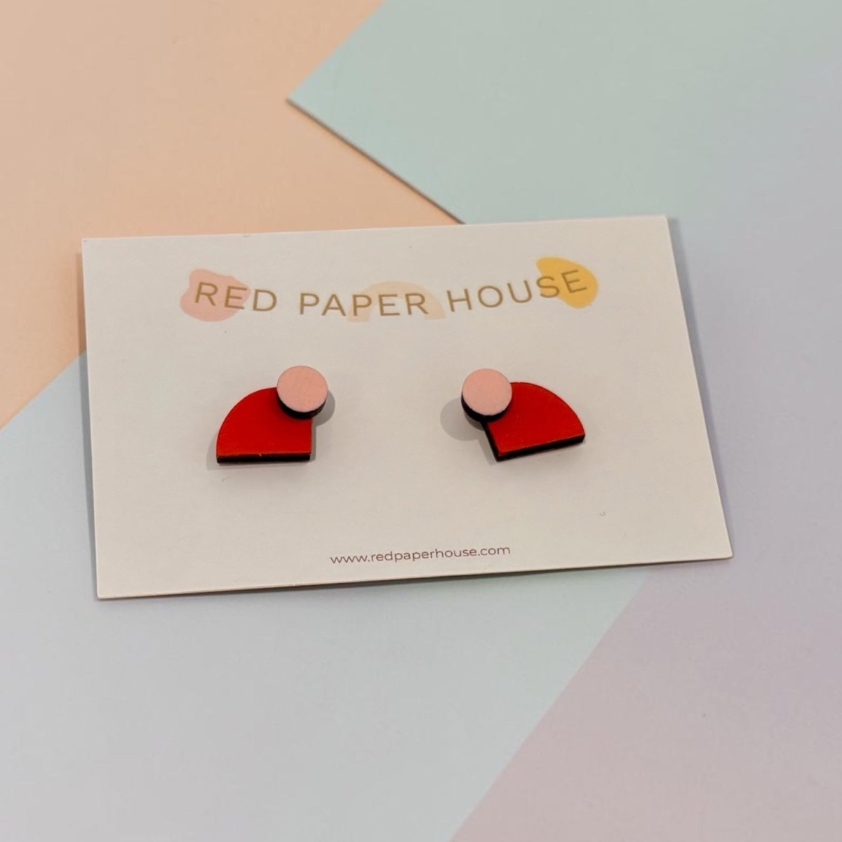 Curve and Dot Wooden Studs - Red Paper House_Just Makers