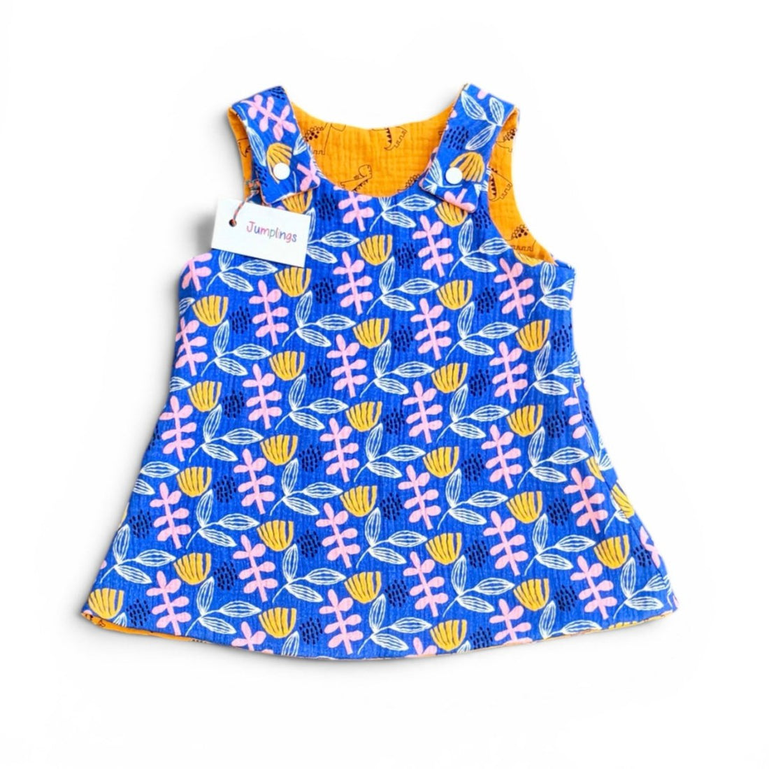 Dinosaur and Leaf Reversible Dress 6-12 Months - Jumplings Clothes_Just Makers