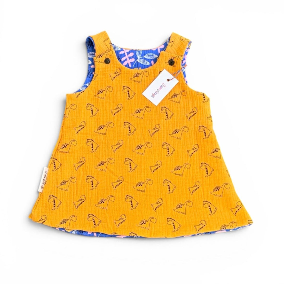 Dinosaur and Leaf Reversible Dress 6-12 Months - Jumplings Clothes_Just Makers