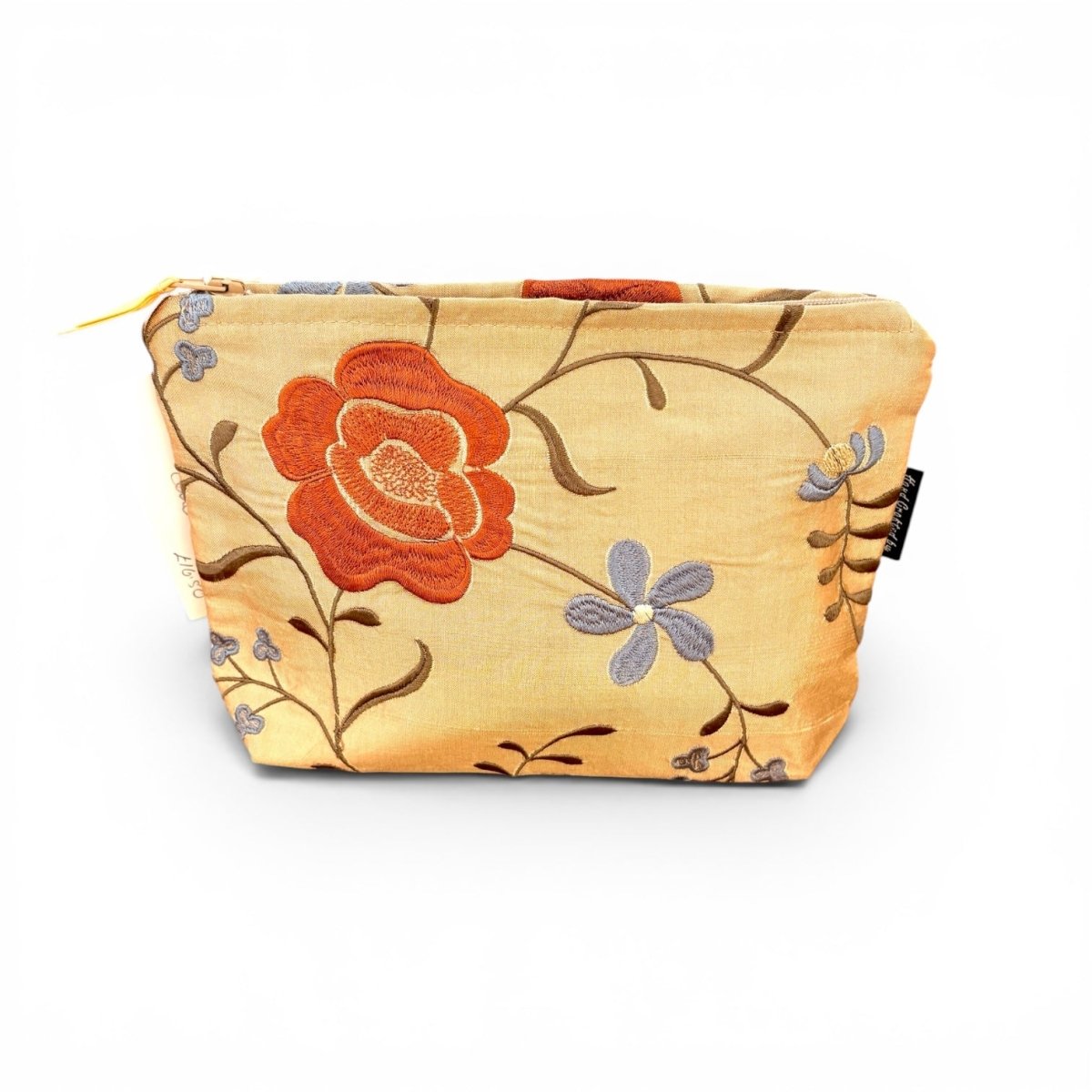 Embroidered Floral Silk Make Up Bag - Amanda Scott_Just Makers