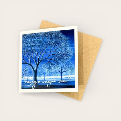 Greeting card with winter scene and &