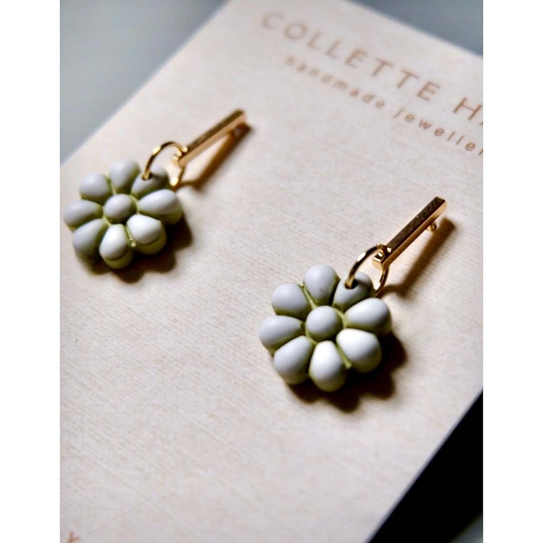 Flower Drop Earrings Green - CH Handmade_Just Makers