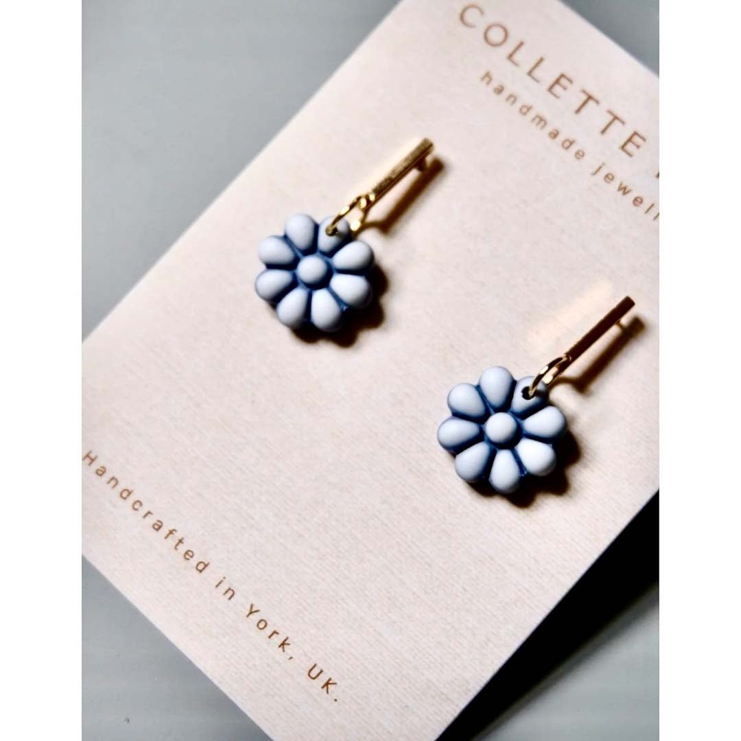 Flower Drop Earrings Blue - CH Handmade_Just Makers