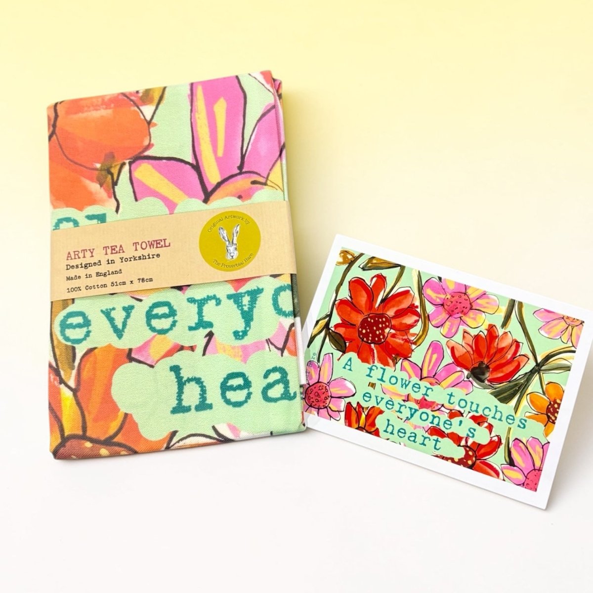 Flower Touches Heart Arty Tea Towel - The Proverbial Hare_Just Makers