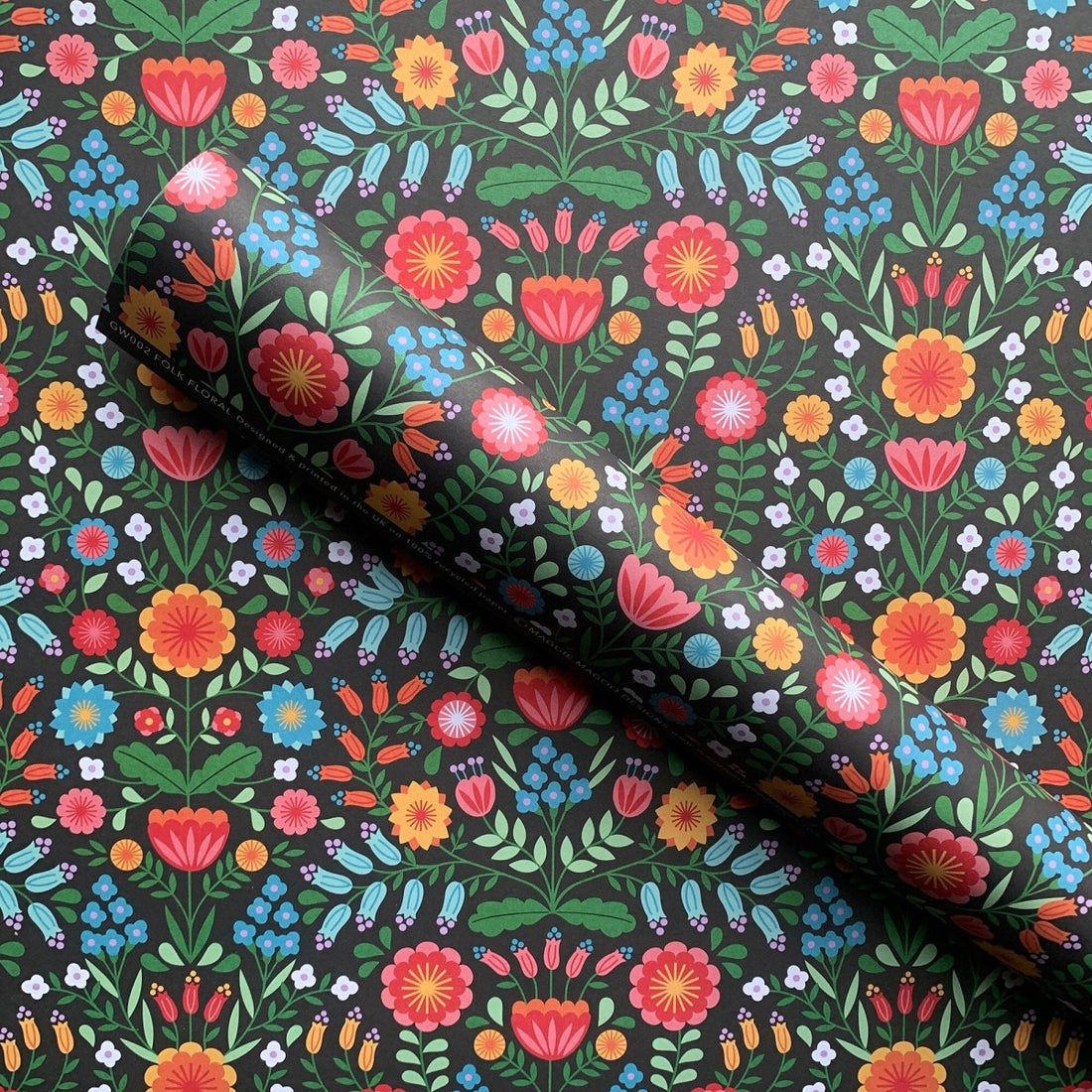 Folk Flowers Wrapping Paper - Maggie Magoo Designs_Just Makers