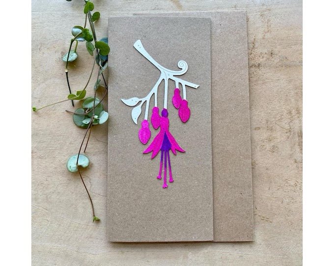 Fuchsia Papercut Card - Natty Deco_Just Makers