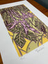 Fuchsia Unframed Linocut - Rachel Knowles_Just Makers