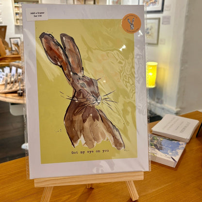 Got My Eye on You A4 Print - The Proverbial Hare_Just Makers