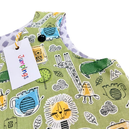 Green Jungle Reversible Dress 6-12 Months - Jumplings Clothes_Just Makers