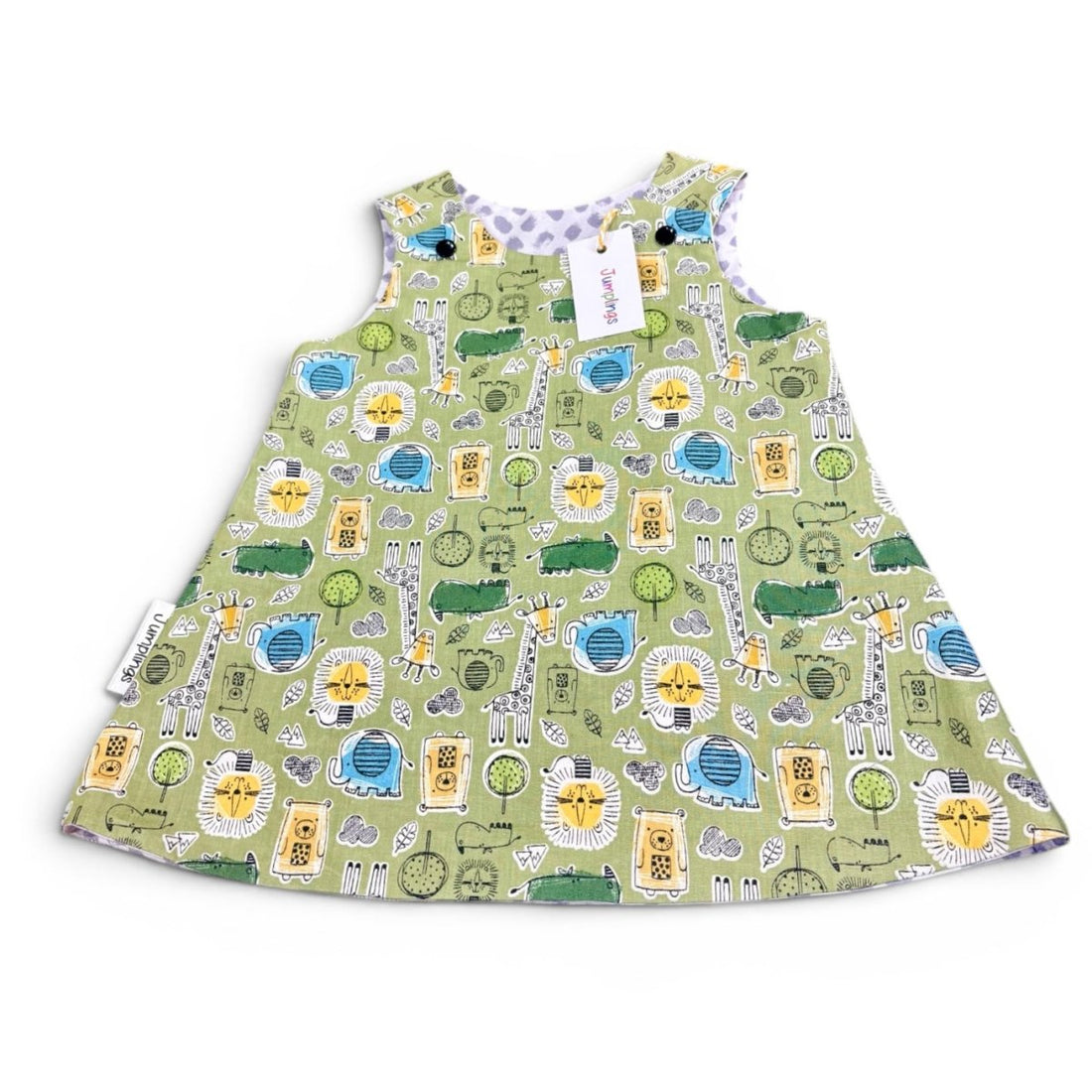 Green Jungle Reversible Dress 6-12 Months - Jumplings Clothes_Just Makers