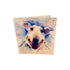A square greeting card featuring a watercolor painting of a dog&