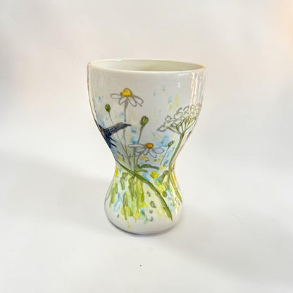 Hand Painted Blackbird Meadow Vase - Jenny Blue Art_Just Makers