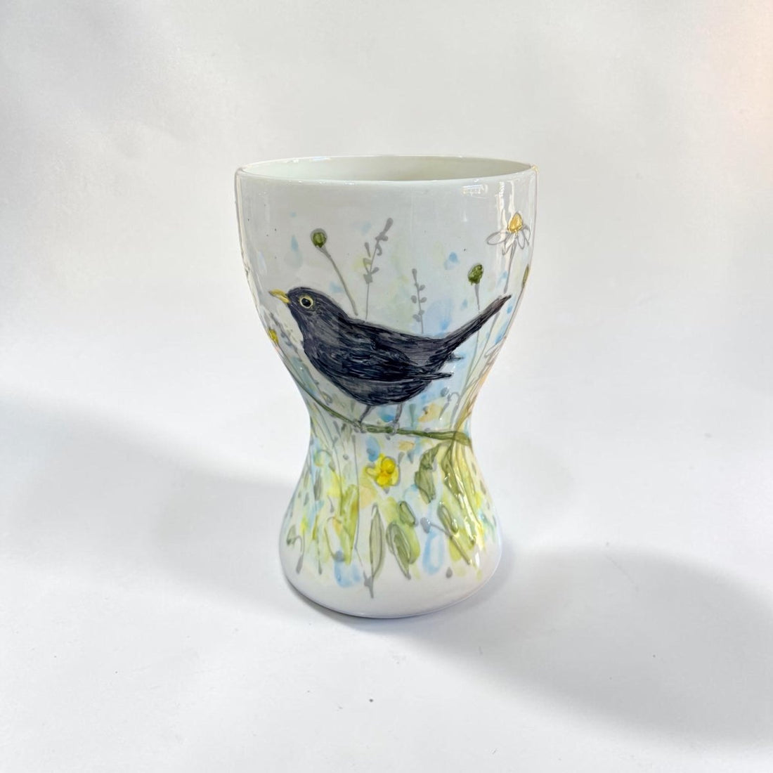 Hand Painted Blackbird Meadow Vase - Jenny Blue Art_Just Makers