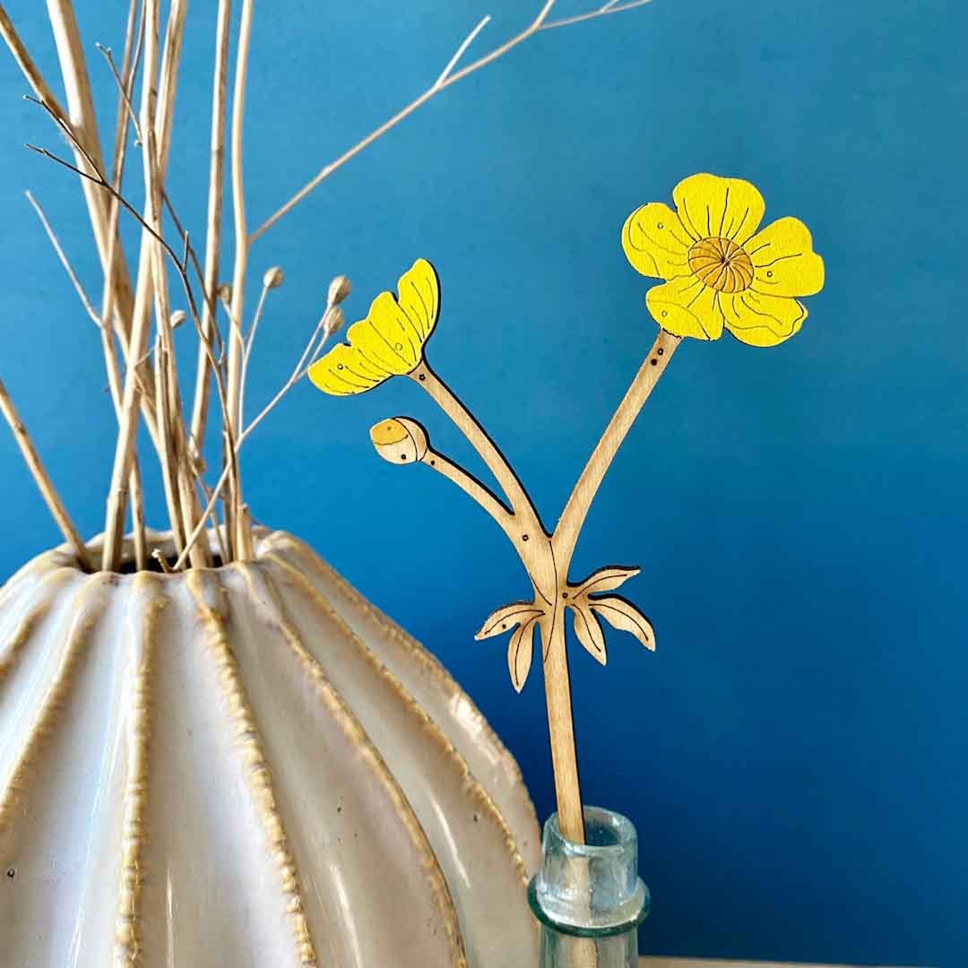 Hand Painted Buttercup Stem - Natty Deco_Just Makers