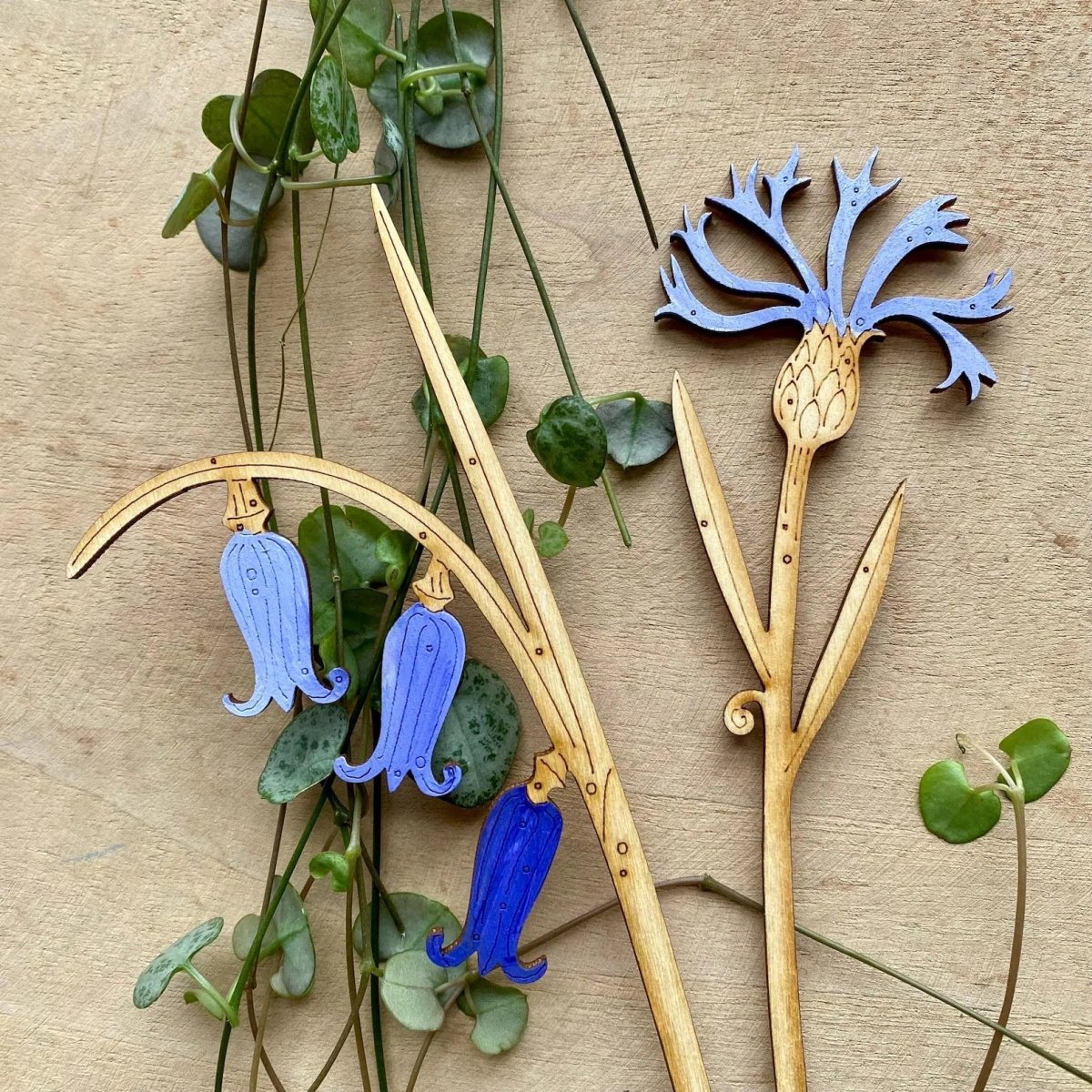 Hand Painted Cornflower Stem - Natty Deco_JUST MAKERS