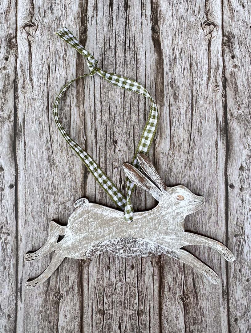 Hand Painted Hanging Hare Decoration - Natty Deco_Just Makers