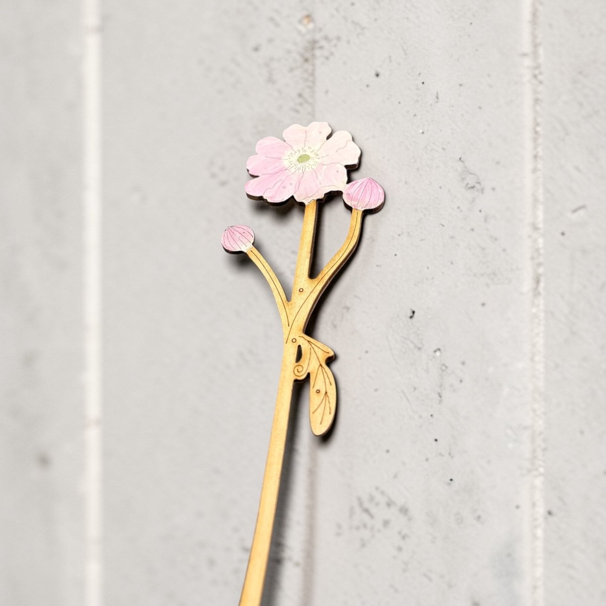 Hand Painted Pink Flower Stem - Natty Deco_Just Makers