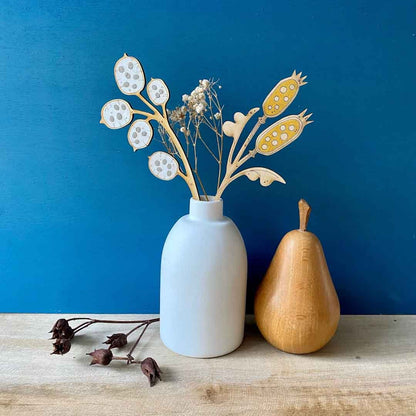 Hand Painted Golden Seedpod Stem - Natty Deco_Just Makers