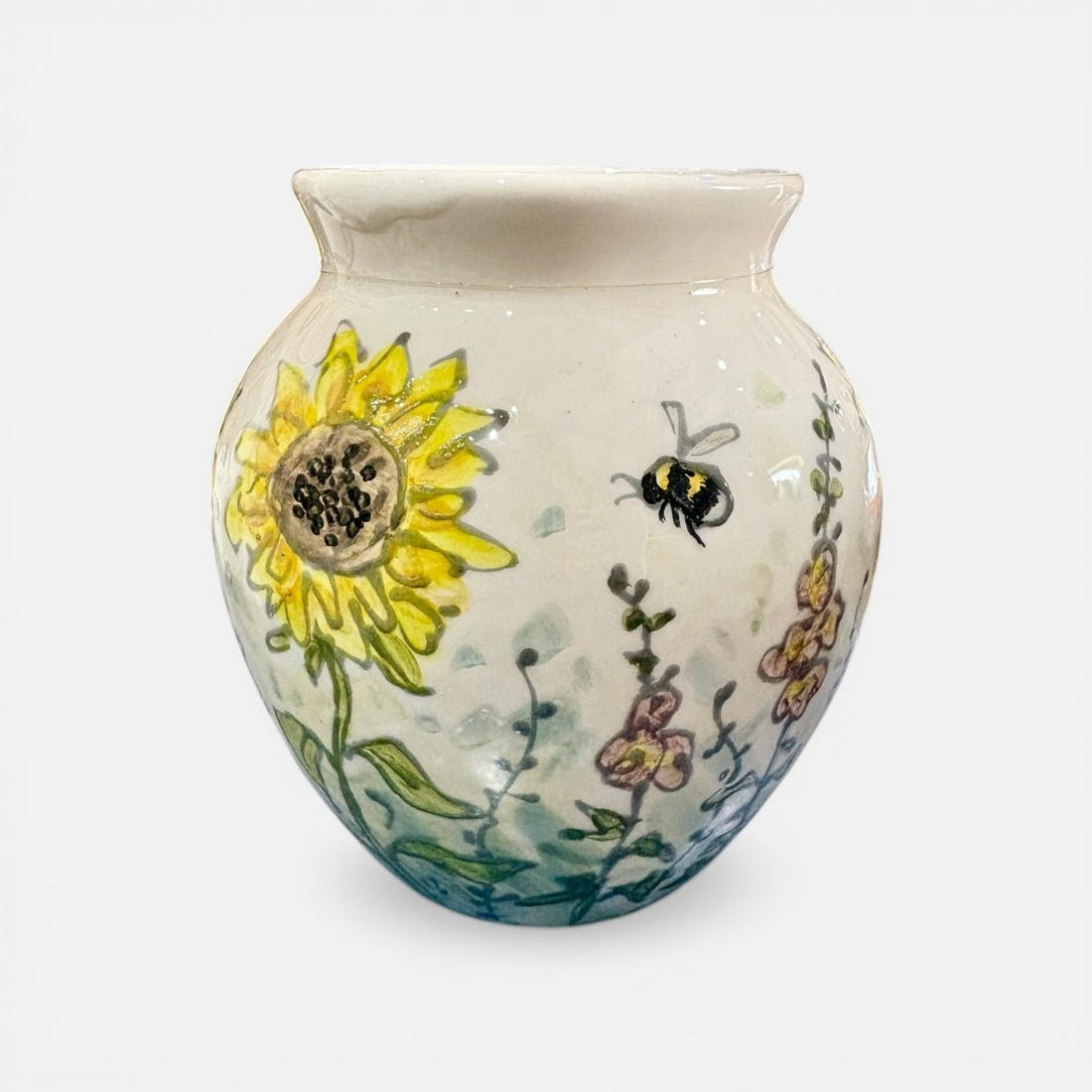 Hand Painted Sunflower Vase - Jenny Blue Art_Just Makers