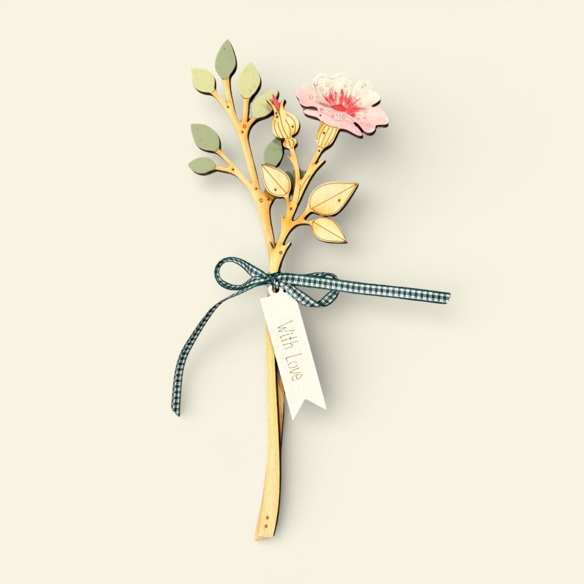 Hand Painted Wild Rose with Privet Leaf Stems - Natty Deco_Just Makers