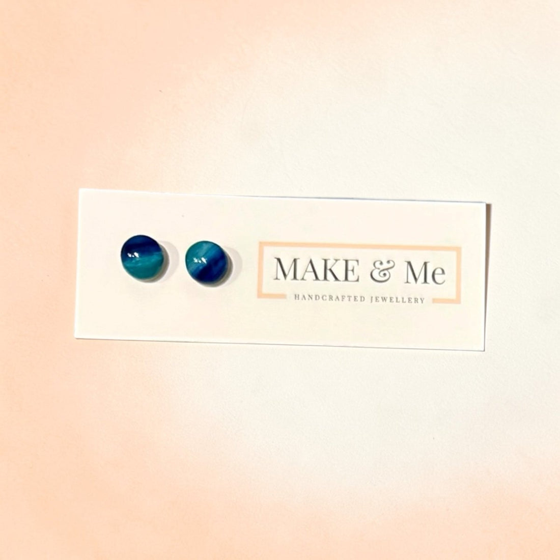 Handpainted Blue Marble Studs - Make and Me_Just Makers